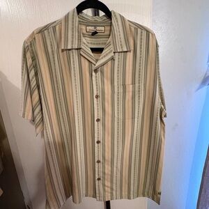 Tommy Bahama Olive Striped Silk Shirt
